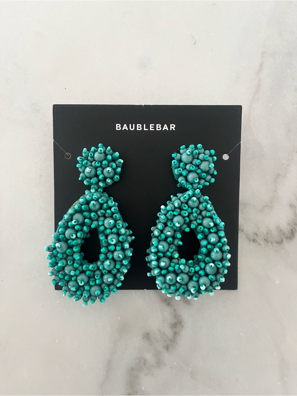BaubleBar Teal Clustered Beaded Drop Earrings